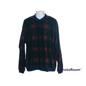 Sun Mountain Sports Mens V-Neck Sweater Size 2XL Green Red Plaid Vintage